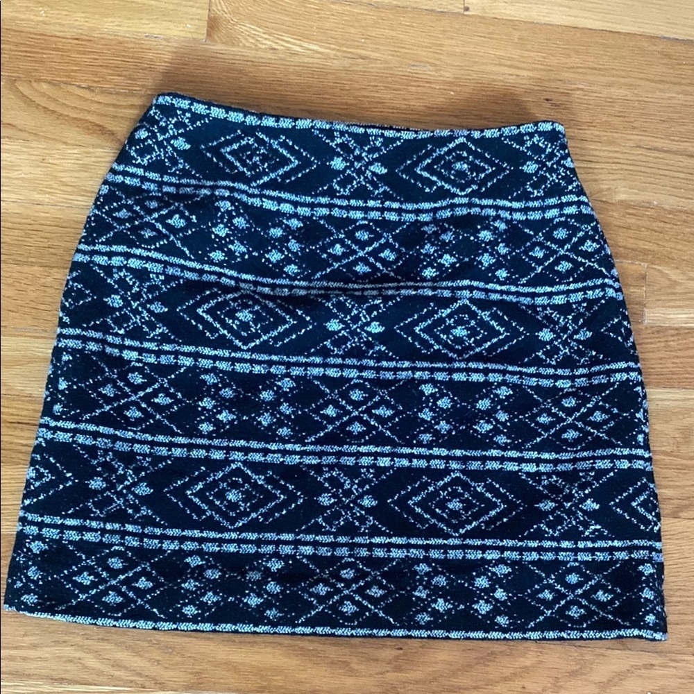 Loft Patterned Black and Blue Women's Skirt